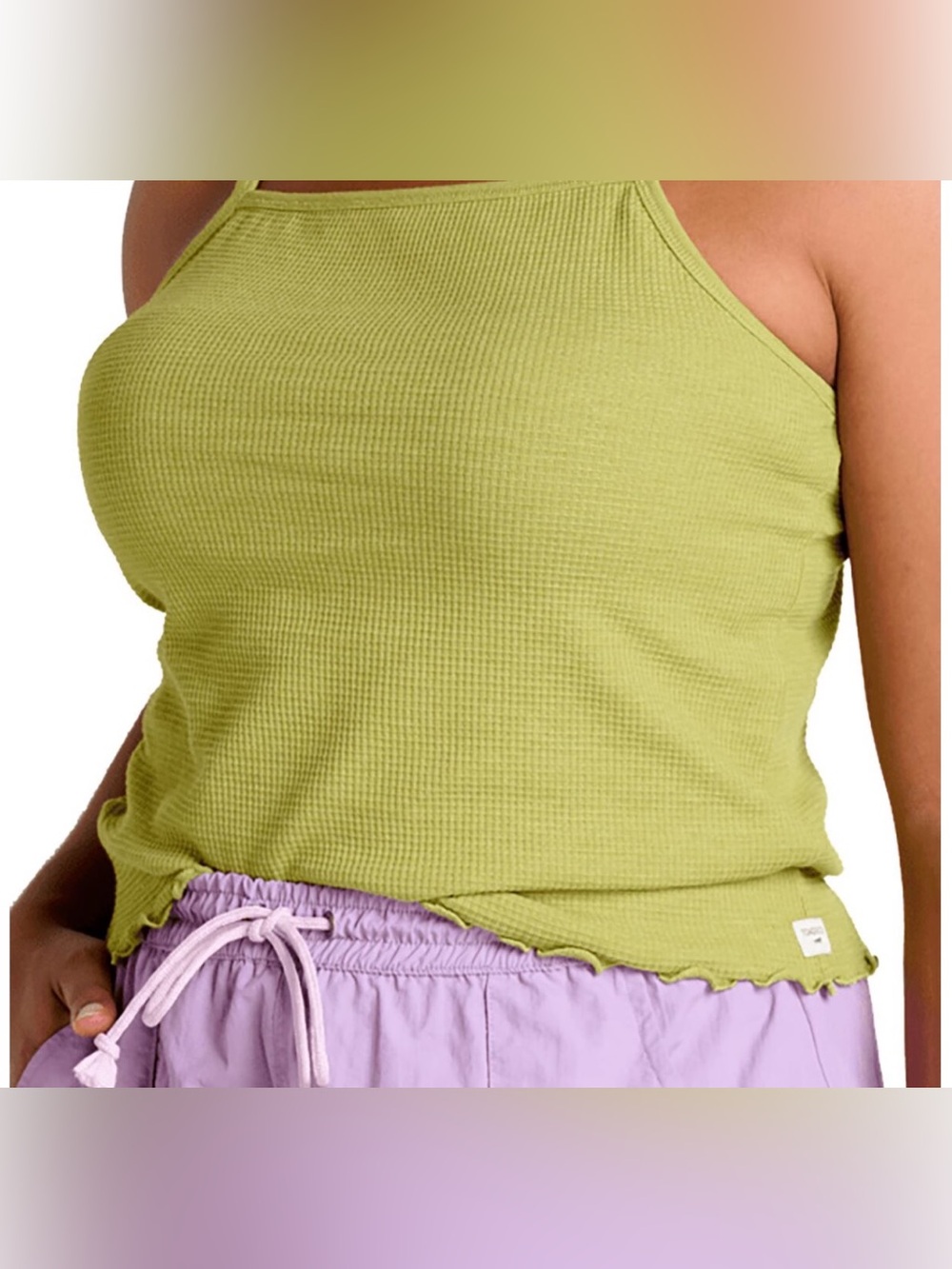NWOT Toad & Co Green Waffle Knit Spaghetti Strap Tank Top